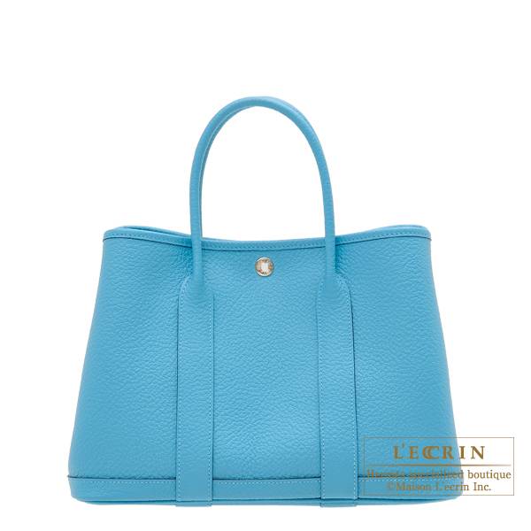 Hermes Garden Party bag TPM Blue du nord Country leather Silver