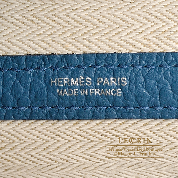 Hermes Garden Party bag TPM Turquoise blue Country leather Silver hardware