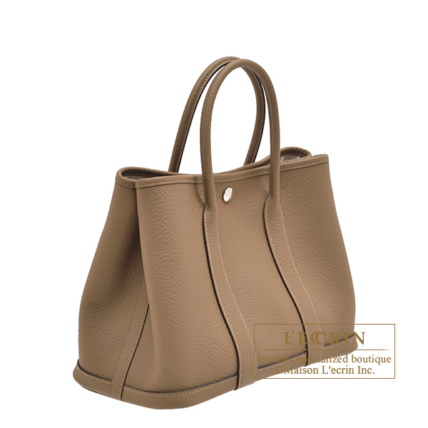 Hermes Garden Party bag TPM Beige de weimar Country leather Silver