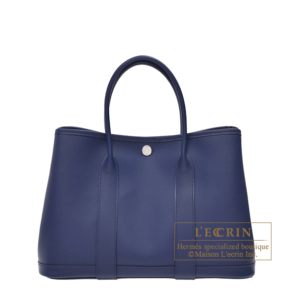 Hermes　Garden Party bag 30/TPM　Blue saphir　Epsom leather　Silver hardware