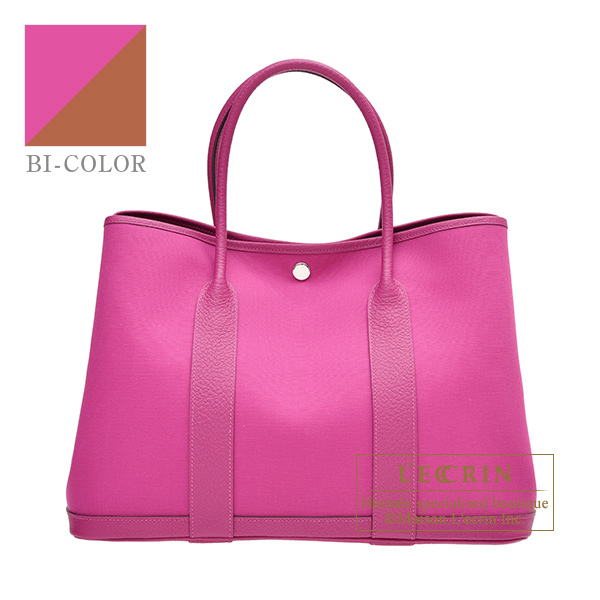 Hermes Garden Party Verso bag PM Magnolia/Dune/Rose purple Cotton canvas/Country  Silver hardware