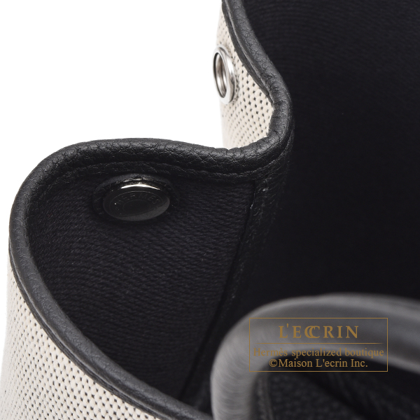 Hermes Garden Party bag TPM Ecru/Black Twill H/Negonda Silver hardware
