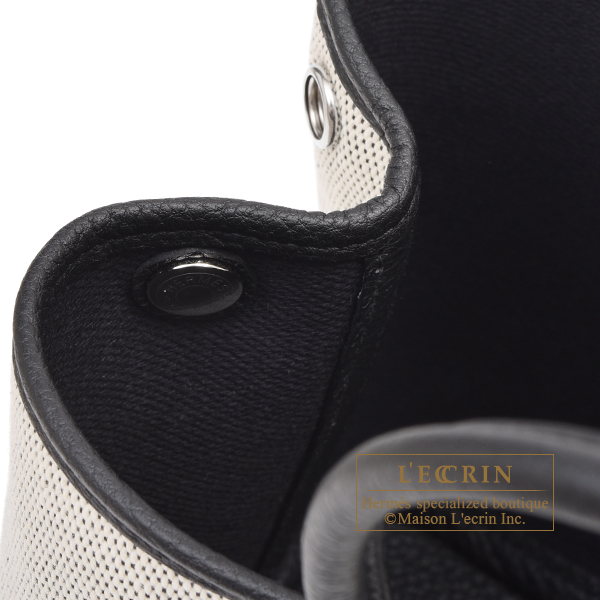 Hermes Garden Party bag 30/TPM Ecru/Black Twill H/Negonda