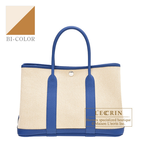 Hermes　Garden Party Verso bag 30/TPM　Ecru/Desert/Blue france　Twill H/Negonda　Silver hardware