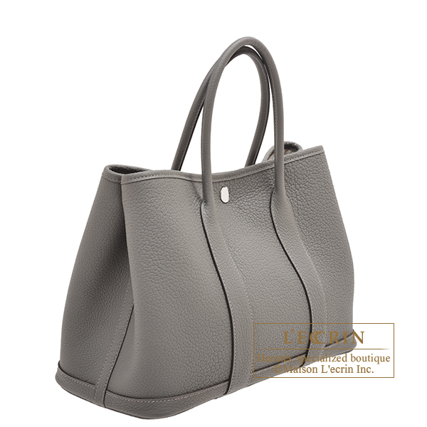 Hermes Garden Party bag PM Etoupe grey Negonda leather Silver hardware