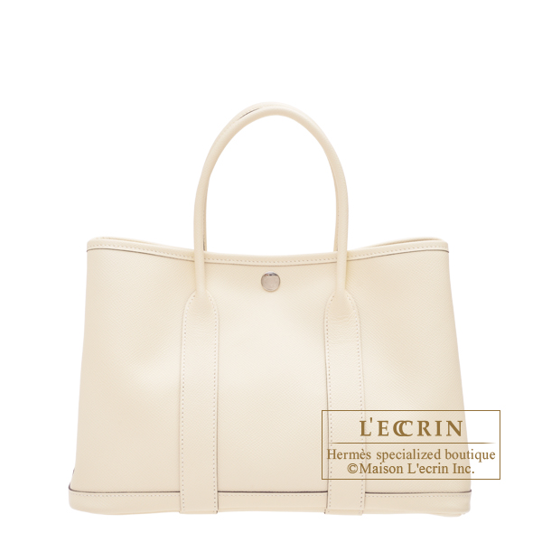 Hermes Garden Party bag 30/TPM Nata Epsom leather Silver hardware