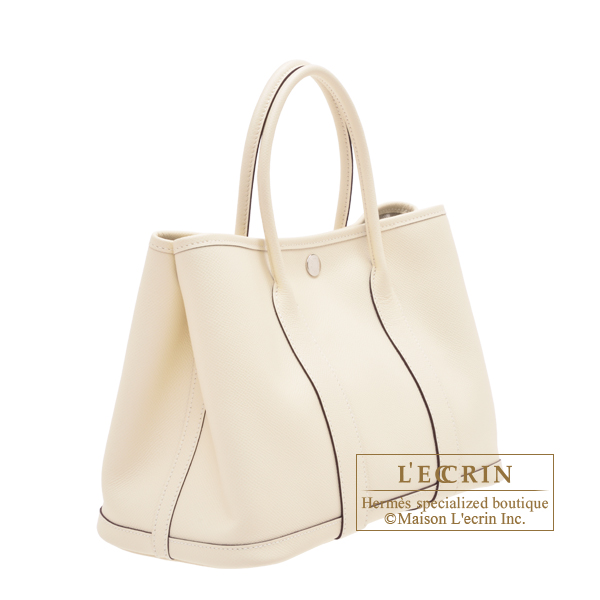 Hermes Garden Party bag 30/TPM Nata Epsom leather Silver hardware