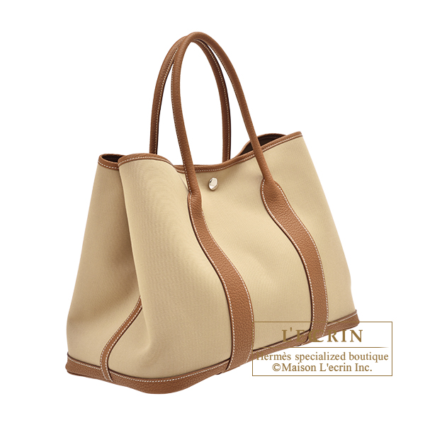 Hermes Brown Canvas and Leather Garden Party TPM Bag Hermes