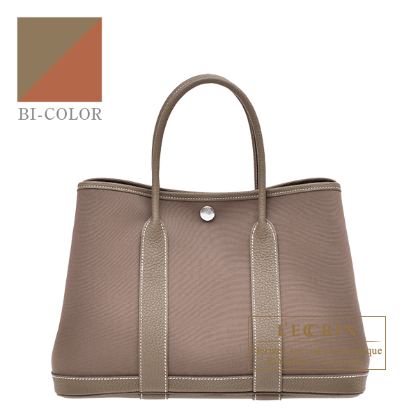 Hermes　Garden Party Verso bag 30/TPM　Etoupe grey/Dune　Toile officier/Negonda　Silver hardware