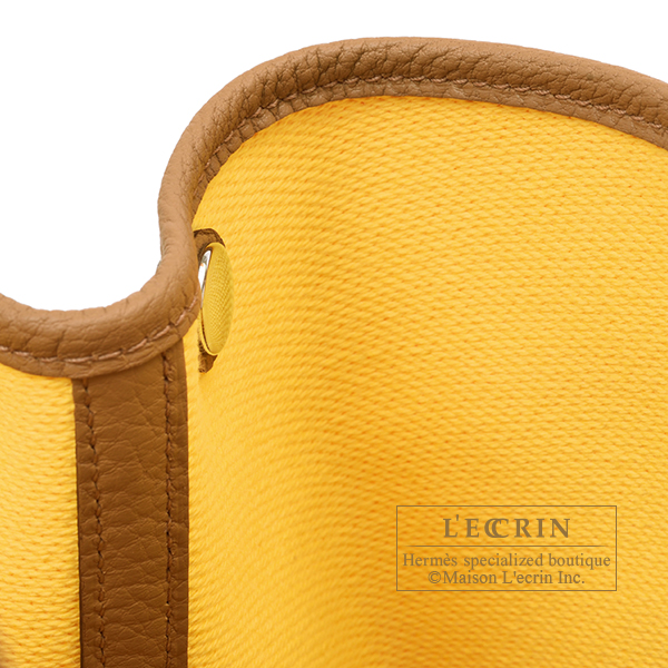 Hermes Garden Party Verso bag TPM Ecru/Jaune citron/Biscuit Hermes Garden Party Verso bag TPM Ecru/Jaune citron/Biscuit
