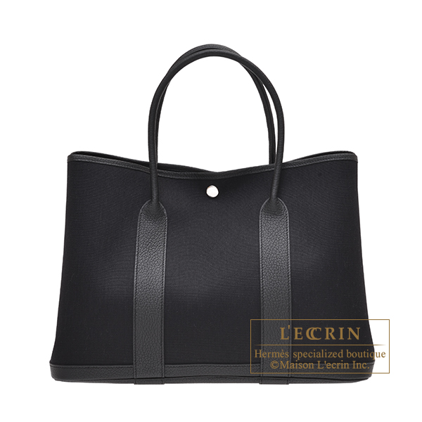 Hermes Garden Party bag 36/PM Black Toile Military/Negonda
