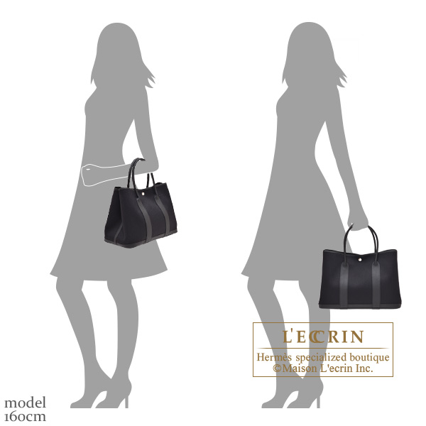 Hermes Garden Party bag 36/PM Black Toile Military/Negonda