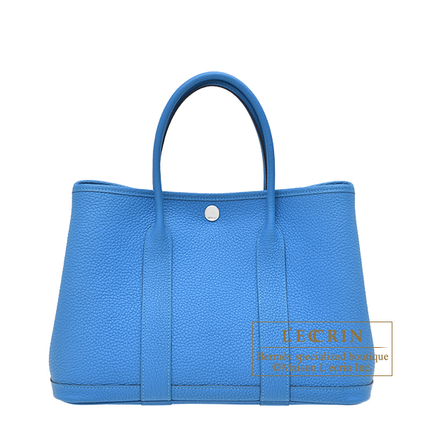 Hermes　Garden Party bag 30/TPM　Blue hydra　Negonda leather　Silver hardware