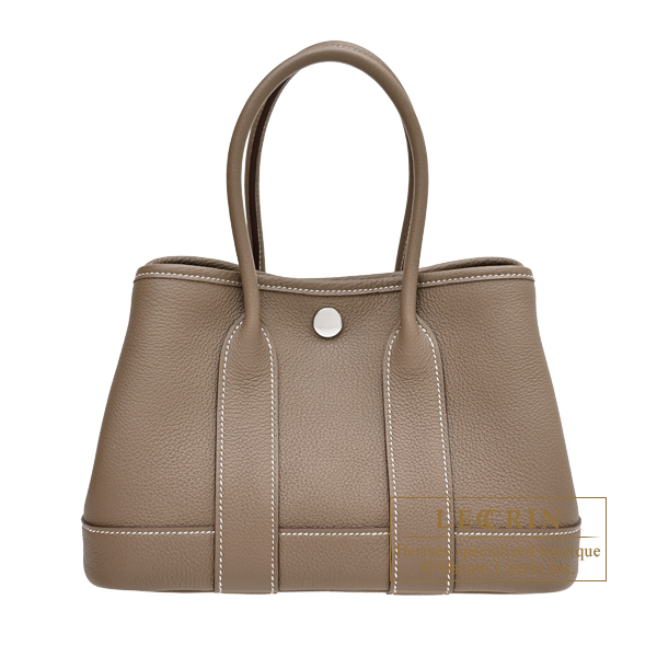 Hermes　Neo Garden bag 23　Etoupe grey　Togo leather　Silver hardware