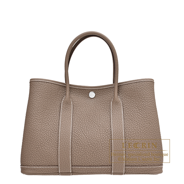 Hermes　Garden Party bag 30/TPM　Etoupe grey　Negonda leather　Silver hardware