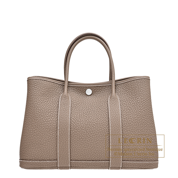 Hermes Garden Party bag 30/TPM Etoupe grey Negonda leather Silver hardware