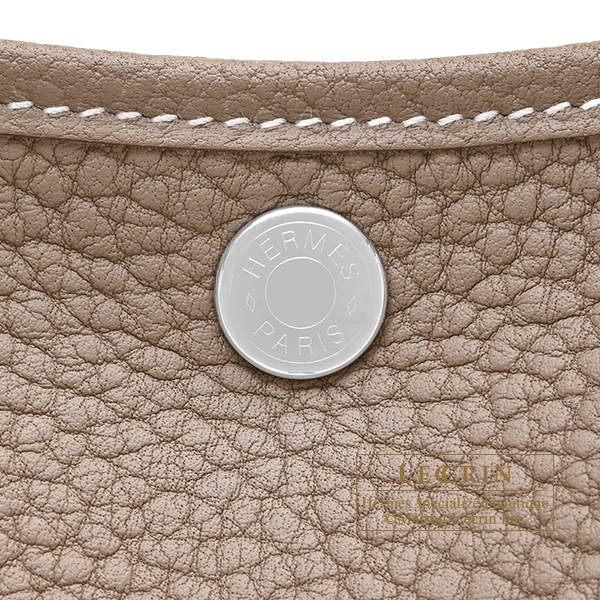 Hermes Garden Party bag 30/TPM Etoupe grey Negonda leather Silver hardware