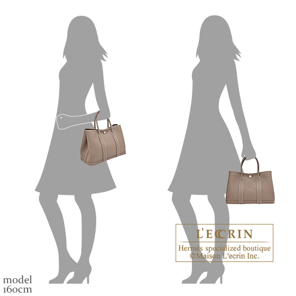 Hermes Garden Party bag 30/TPM Etoupe grey Negonda leather Silver hardware
