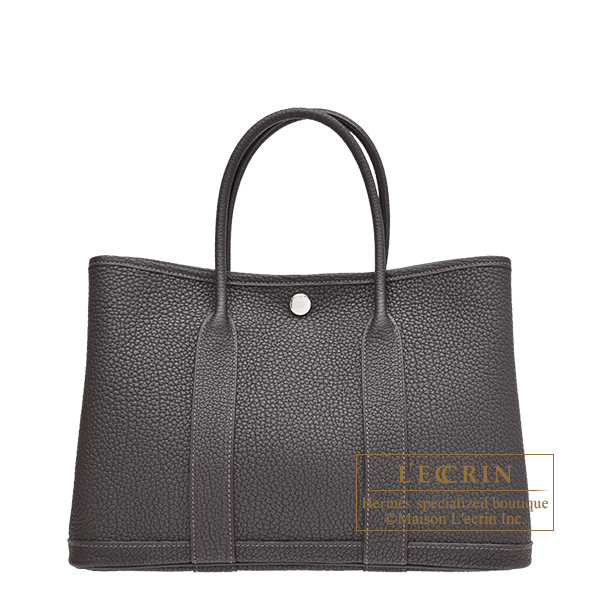 Hermes　Garden Party bag 30/TPM　Bai brun　Negonda leather　Silver hardware