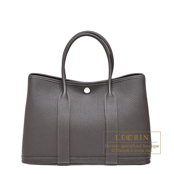 Hermes Garden Party bag 30/TPM Bai brun Negonda leather Silver hardware