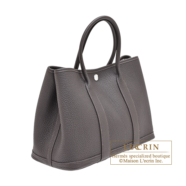 Hermes Garden Party bag 30/TPM Bai brun Negonda leather Silver hardware