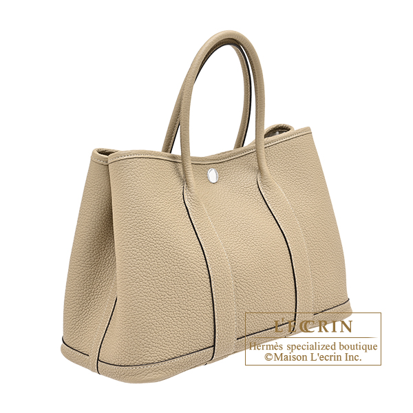 Hermes Garden Party bag 30/TPM Trench Negonda leather Silver hardware