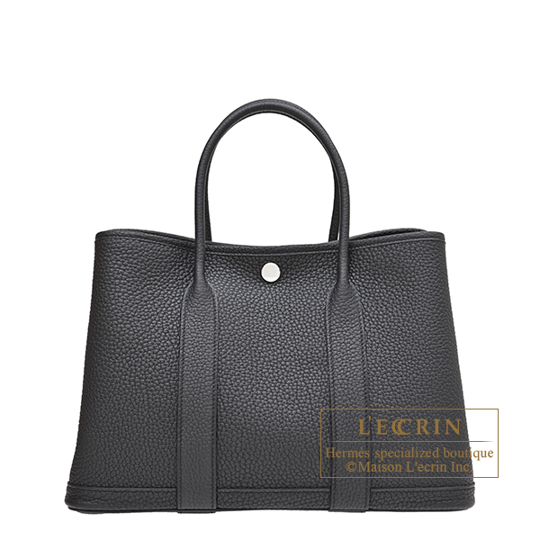 Hermes Garden Party bag 30/TPM Black Negonda leather Silver hardware