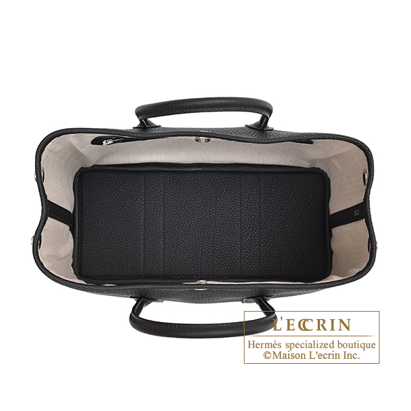 Hermes Garden Party bag 30/TPM Black Negonda leather Silver hardware