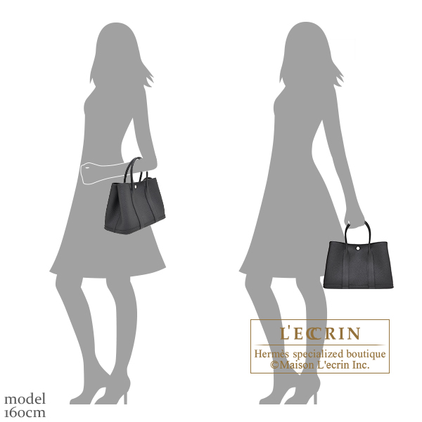 Hermes Garden Party bag 30/TPM Black Negonda leather Silver hardware