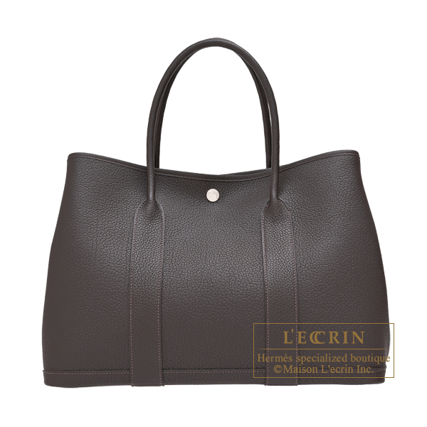 Hermes　Garden Party bag 36/PM　Bai brun　Negonda leather　Silver hardware