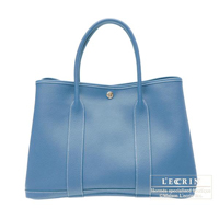 Hermes　Garden Party bag 36/PM　Azur　Buffalo sindou leather　Silver hardware