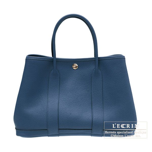 Hermes　Garden Party bag 36/PM　Blue de malte　Buffalo sindou leather　Silver hardware