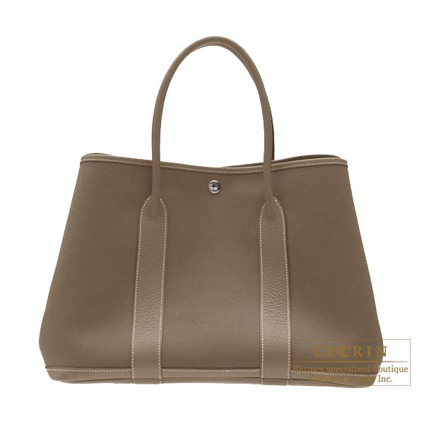 Hermes Garden Party Bag Canvas In Grey