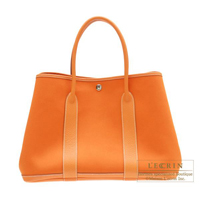 Hermes　Garden Party bag 36/PM　Orange　Toile officier　Silver hardware