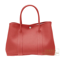 Hermes　Garden Party bag 36/PM　Rouge venitienne　Buffalo sindou leather　Silver hardware