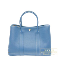 Hermes　Garden Party bag 30/TPM　Azur　Buffalo sindhu leather　Silver hardware