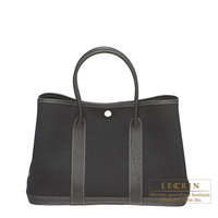 Hermes　Garden Party bag 30/TPM　Black　Toile officier　Silver hardware