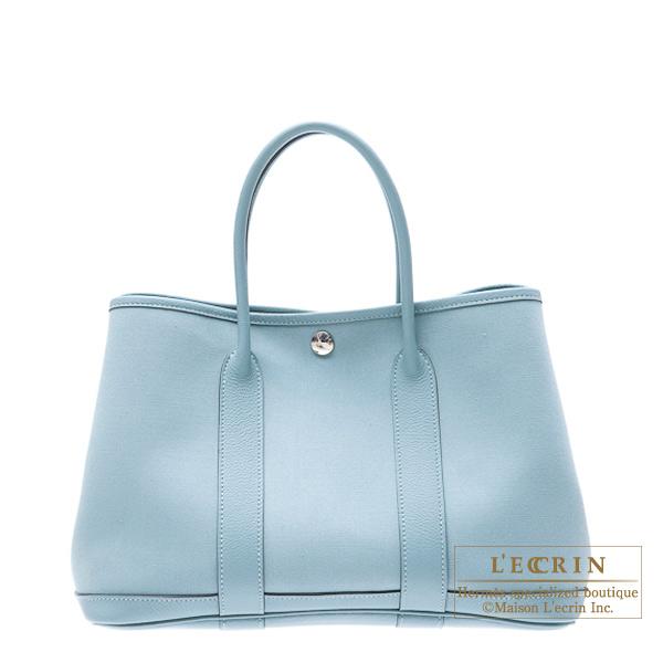 Hermes Garden Party Bag Canvas In Sky Blue