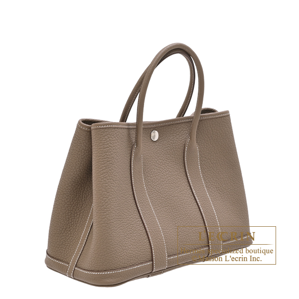 Hermes　Garden Party bag 30/TPM　Etoupe grey　Negonda leather　Silver hardware