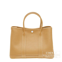 Hermes　Garden Party bag 30/TPM　Natural sable　Fjord leather　Silver hardware