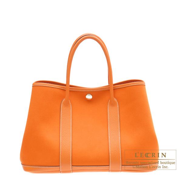 Hermes Garden Party bag TPM Orange Cotton canvas Silver hardware