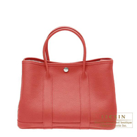 Hermes　Garden Party bag 30/TPM　Rouge venitienne　Buffalo sindhu leather　Silver hardware