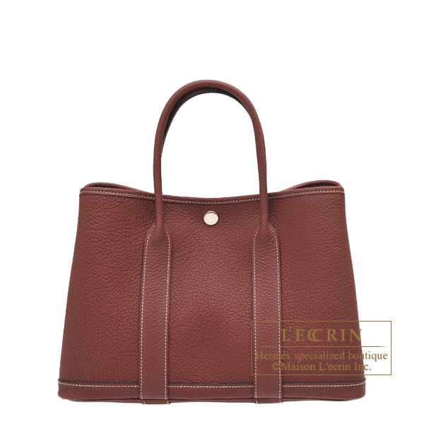 Hermes　Garden Party bag TPM　Rouge H　Negonda leather　Silver hardware
