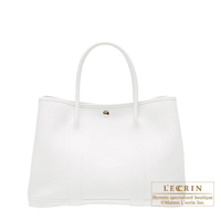 Hermes　Garden Party bag 30/TPM　White　Negonda leather　Silver hardware