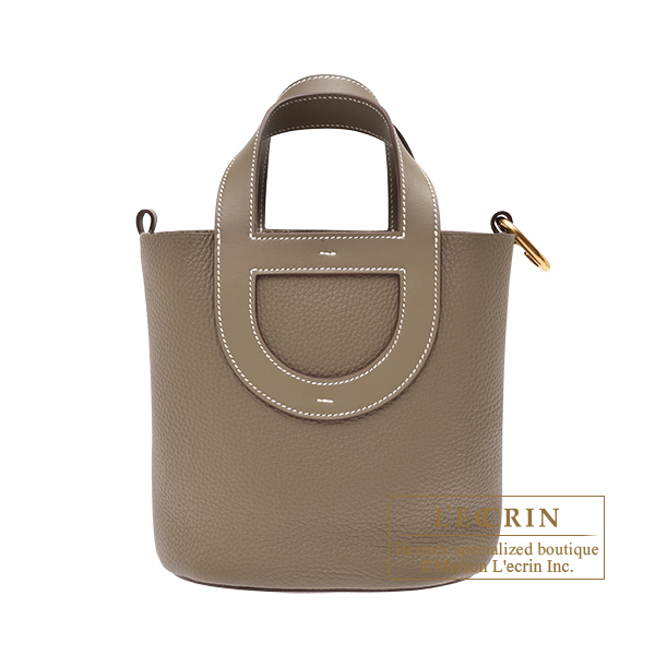 Hermes In-The-Loop bag 18 Etoupe grey Clemence leather/Swift leather Gold  hardware