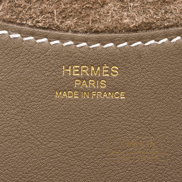 Hermes In-The-Loop bag 18 Etoupe grey Clemence leather/Swift leather Gold  hardware