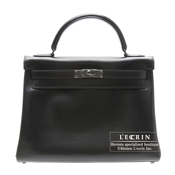 Hermes　So-black Kelly bag 32　Retourne　Black　Box calf leather　Black hardware