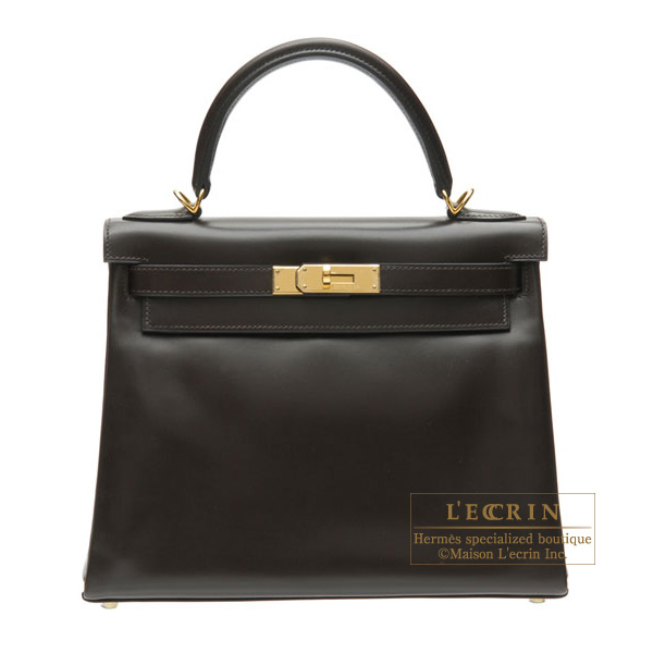 Chocolate Retourne Kelly 28cm in Box Calf Leather with Gold Hardware, 2008, Holiday Handbags & Accessories, 2020