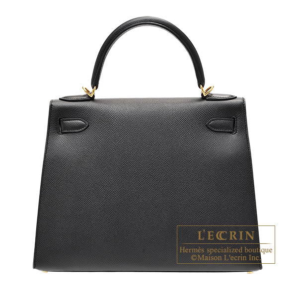 Hermes Kelly bag 28 Sellier Black Epsom leather Silver hardware