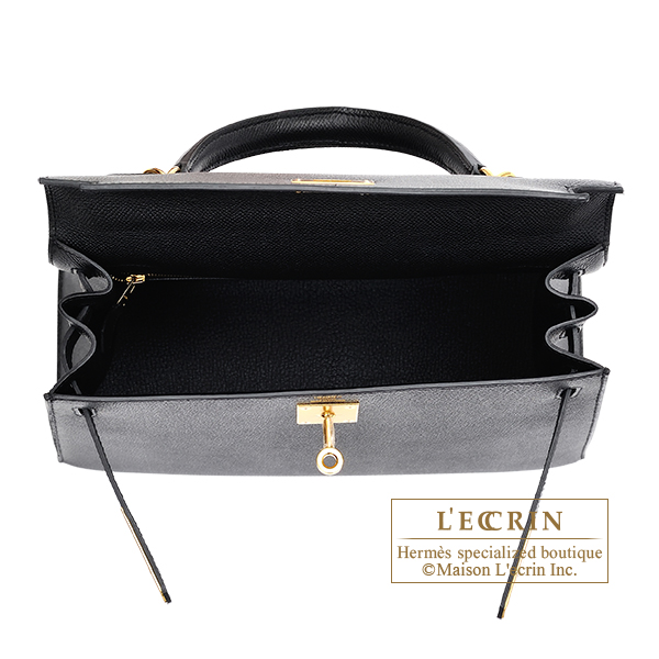 Hermes Kelly bag 28 Sellier Black Epsom leather Silver hardware